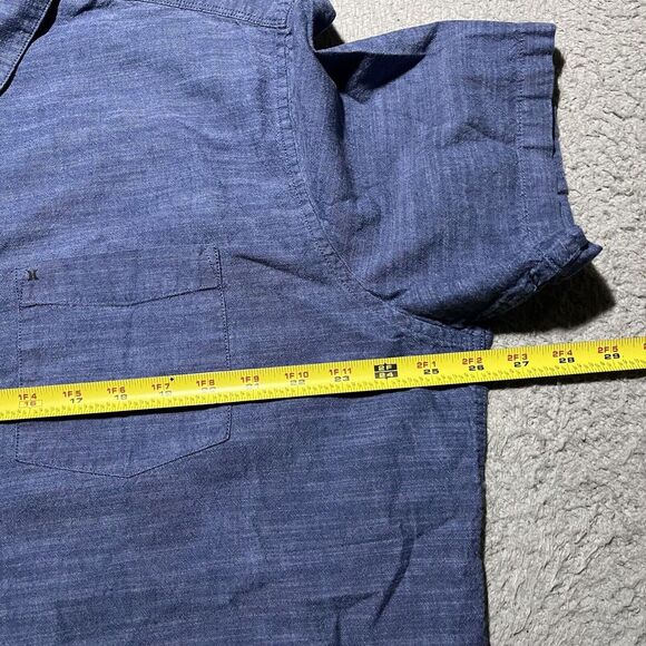 Hurley Shirt Mens XXL Short Sleeve Chambray Beach Skate Lightweight Cotton - Picture 6 of 11